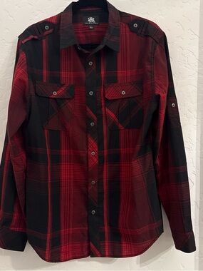 ROCK & REPUBLIC Red & Black Plaid Button-Up Shirt - Men's